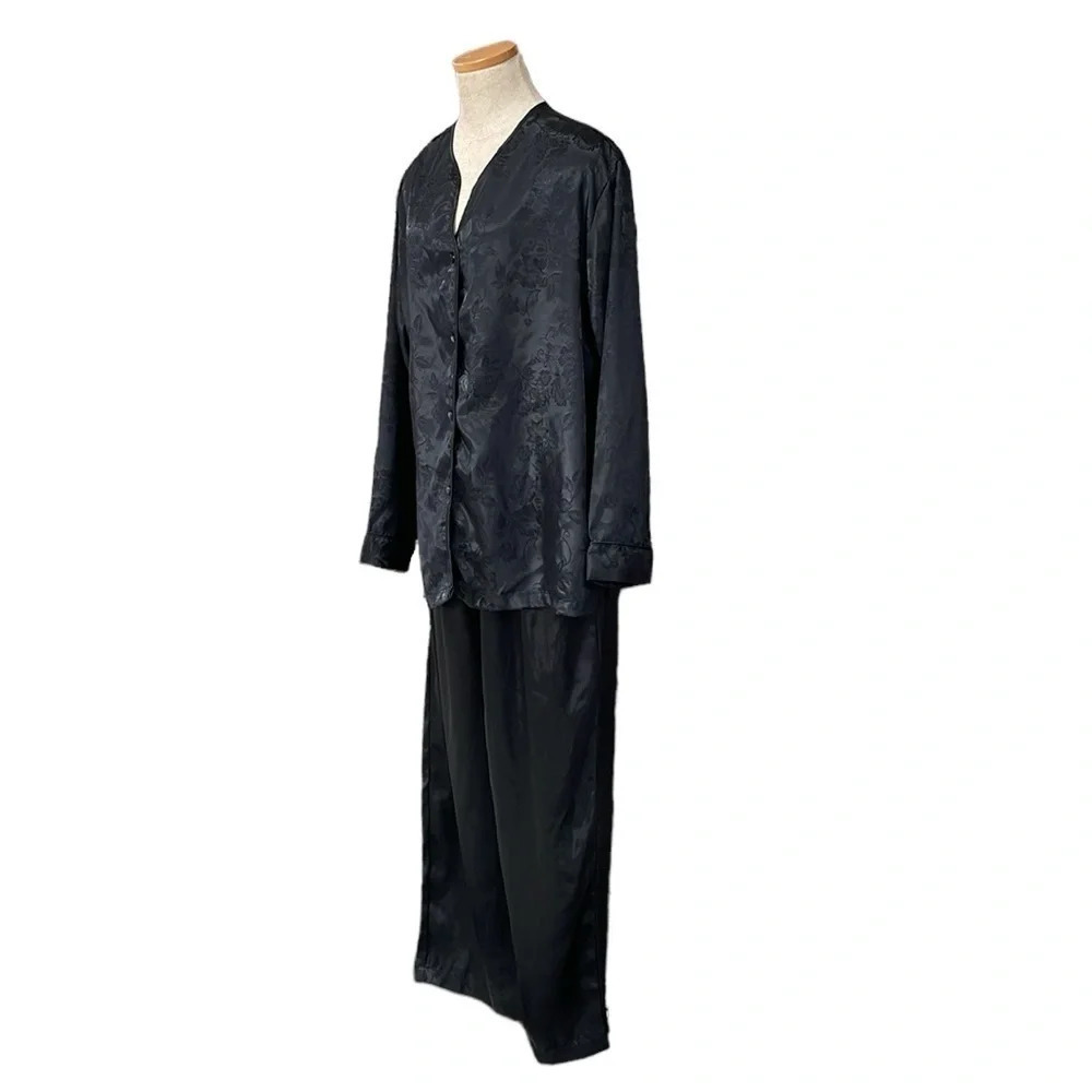 Inner Most PJ Set Women's L Large Black Floral Pajama Top & Bottom Long Sleeve - Picture 3 of 17